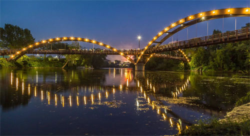 Picture of Water and Lighted Arches in Midland